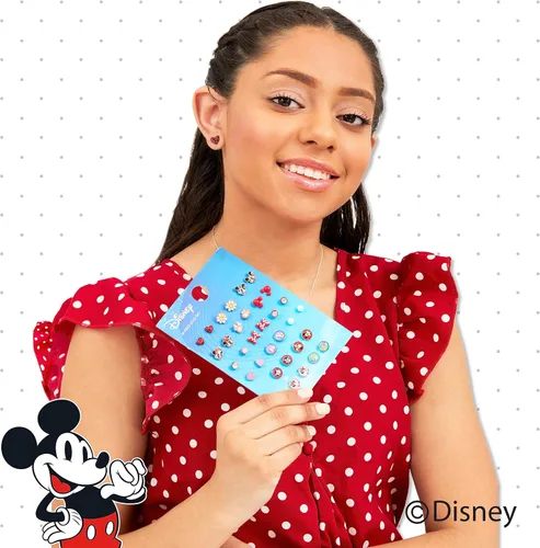 Miniatura 2 de Disney Paquete de 16 pares de aretes tipo dormilona con licencia oficial de Disney para niñas de Mickey, Minnie Mouse y Friends, Disfraz, No es una
