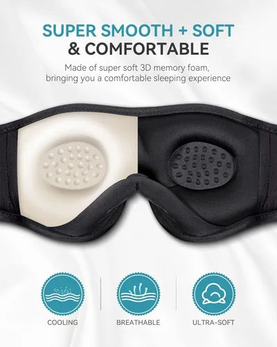 Miniatura 7 de MUSICOZY Auriculares para dormir Bluetooth 5.2, diadema transpirable, máscara para dormir, máscara inalámbrica para dormir de lado, hombres