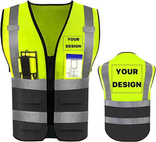 Miniatura 33 de Chaleco de seguridad de alta visibilidad reflectante con bolsillos y cremallera personalizado su logotipo ropa de trabajo de seguridad