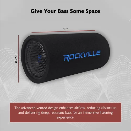 Miniatura 3 de Rockville RTB80A, subwoofer de bajos alimentado de 8 pulgadas y 400 W, forma de tubo con entrada mp3