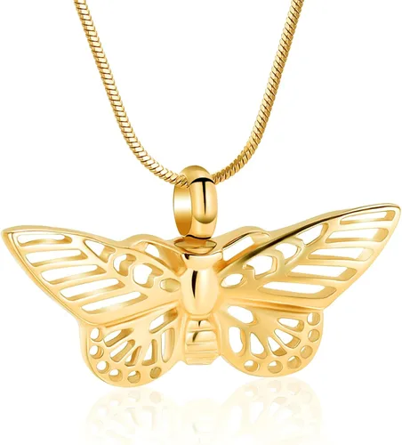 Miniatura 27 de Minicremation Joyas de cremación para cenizas – Collar conmemorativo de mariposa con colgante de urna para cenizas de seres queridos
