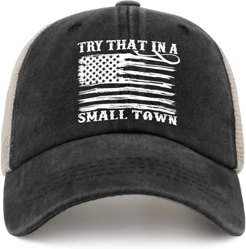 Miniatura 21 de Hat Try That in Small Towns Trucker Hat Men Funny Mesh Cap for Summer
