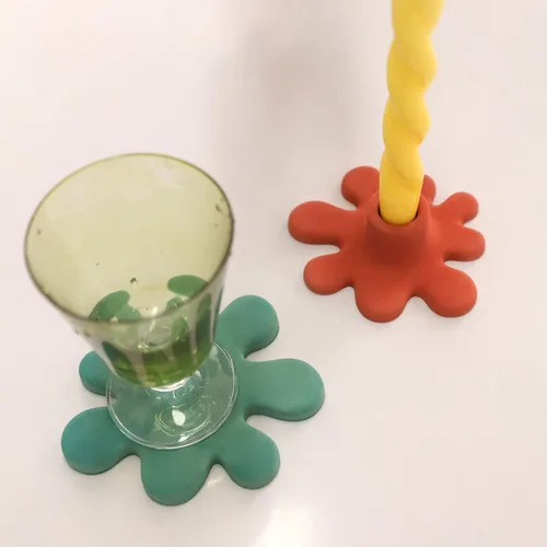 Miniatura 2 de BOOWAN NICOLE Soporte de vela de cemento irregular molde de silicona, molde de posavasos de hormigón Bandeja de vela de yeso Decoraciones