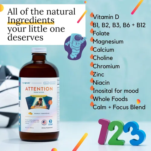 Miniatura 3 de LIQUIDHEALTH Calcio con magnesio apoyo articular + atención de los niños, calma y enfoque paquete de suplemento de apoyo de memoria para niños