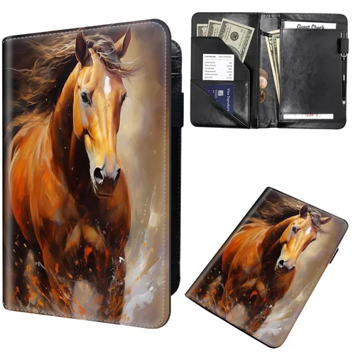 Miniatura 28 de Libros de mesero para camarera, cartera de cuero para camarero con cremallera, soporte para recibos, para camarero, camarero, accesorios