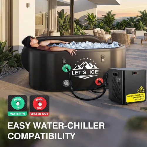 Miniatura 2 de Bañera de hielo inflable para atletas: bañera fría de 216 galones con tapa aislada, diseño elástico de cuerpo completo, compatible con aislamiento