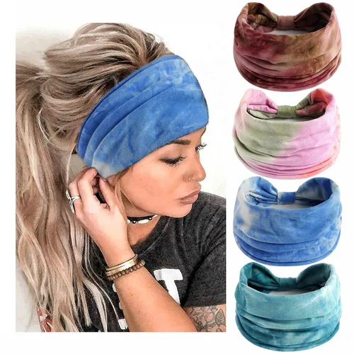 Miniatura 9 de Diademas bohemias para mujer, bandas anchas elásticas para el cabello, bandas para la cabeza anudadas, bandas para la cabeza turbante para yoga