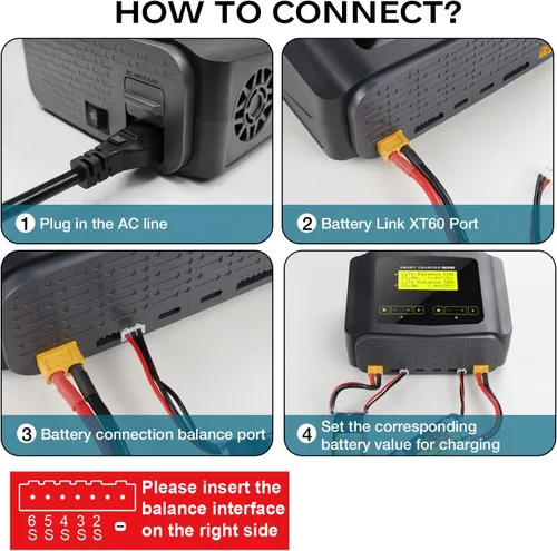 Miniatura 3 de Cargador de batería dual lipo 1S-6S RC Cargador de batería de coche 240W 10A Balance Cargador de descarga para LiPo/Li-ion/Vida (1-6s)