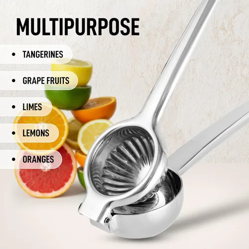Miniatura 6 de Zulay - Exprimidor de limón extra grande de acero inoxidable, fácil de apretar y resistente, exprimidor de limón, exprimidor ergonómico de cítricos