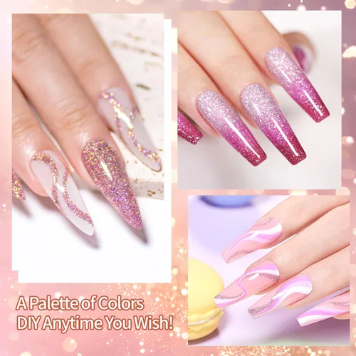 Miniatura 5 de Finger Secret - Juego de 9 colores de esmalte de uñas de gel Ombre Pat, paleta de esmaltes de gel con 20 esponjas de uñas para arte de uñas de gel