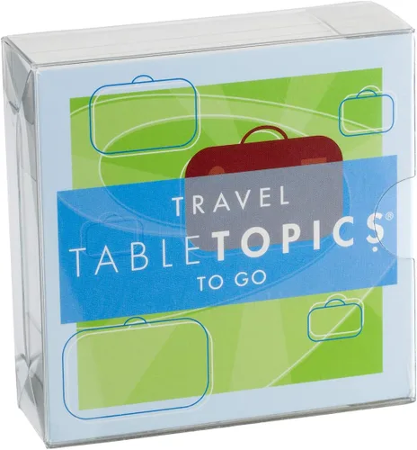 TableTopics Juego de cartas de preguntas Travel to Go – 40 tarjetas de inicio de conversación sobre viajes, vacaciones, artículos esenciales de