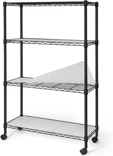 Fencer Wire NSF - Estantería de alambre de altura ajustable de 4 niveles, organizador de almacenamiento de estanterías de garaje, estante de alambre