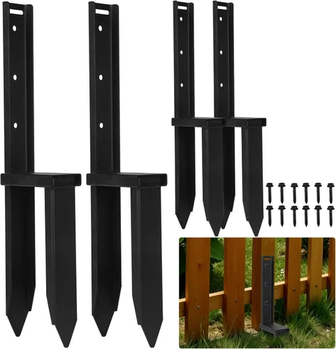 Miniatura 8 de Kit de reparación de postes de valla de 2 piezas, fijador de alta resistencia, estacas de soporte para postes de valla para reparar postes de puerta