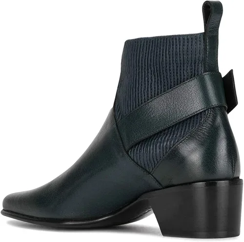 Miniatura 3 de YDN Botas de tobillo Chelsea para mujer, retro, con puntera cerrada, tacón grueso y bajo, elásticos, con hebilla ajustable, para otoño e invierno