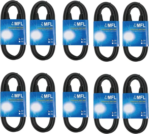 MFL. Cable DMX flexible de 6.5 pies, señal de 3 pines, XLR macho a hembra, cable para iluminación de escenario, luces de DJ, 22 AWG, impedancia de
