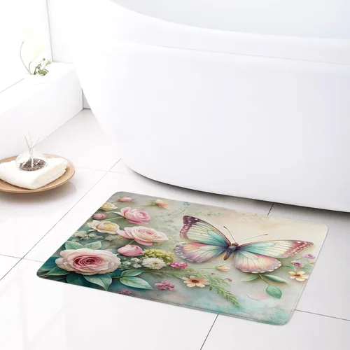 Miniatura 17 de LB Alfombra de baño de mármol negro y dorado, con cita divertida, antideslizante, diseño geométrico abstracto, tapete de espuma viscoelástica, súper