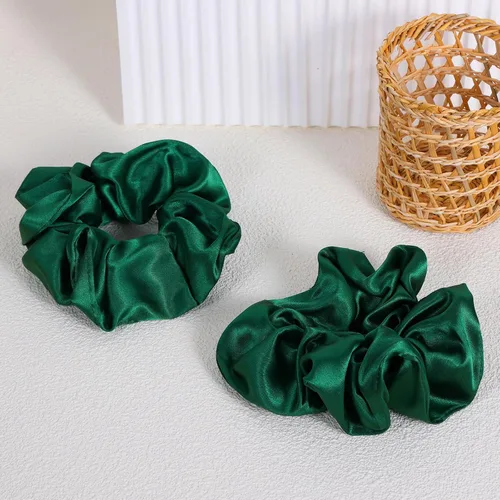 Miniatura 3 de Coleteros de seda de color verde oscuro para dormir, para mujeres y niñas, bandas elásticas de satén sedoso de morera grande, sin daños, accesorios