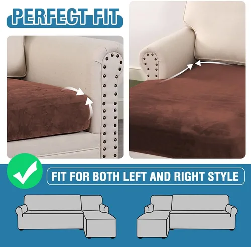 Miniatura 254 de H.VERSAILTEX Funda de cojín elástica de terciopelo para sofá, funda de cojín de felpa para silla, sofá biplaza o sofá, protector de muebles, cojín