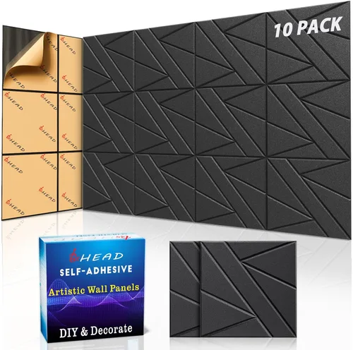 Miniatura 22 de BSHEAD 10 piezas de paneles acústicos de microfibra de 165dtex, paneles de pared insonorizantes autoadhesivos, paneles de espuma de 12 x 12 x 0.4