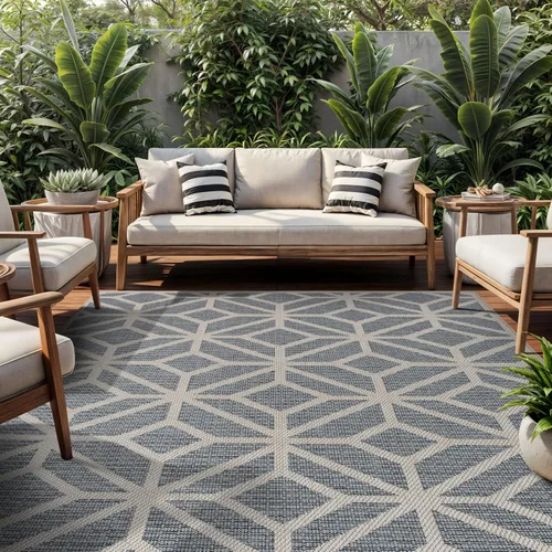 Miniatura 10 de Rugshop Alfombra geométrica contemporánea para interiores y exteriores, lavable para sala de estar, comedor y oficina, 7 pies 10 pulgadas x 10 pies