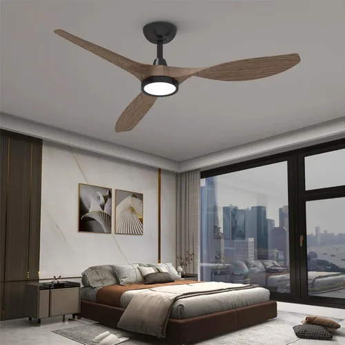 Ventiladores de techo con luces y control remoto, grandes de 52 pulgadas, para interiores, motor de CC silencioso y aspas de ventilador de ABS, 3