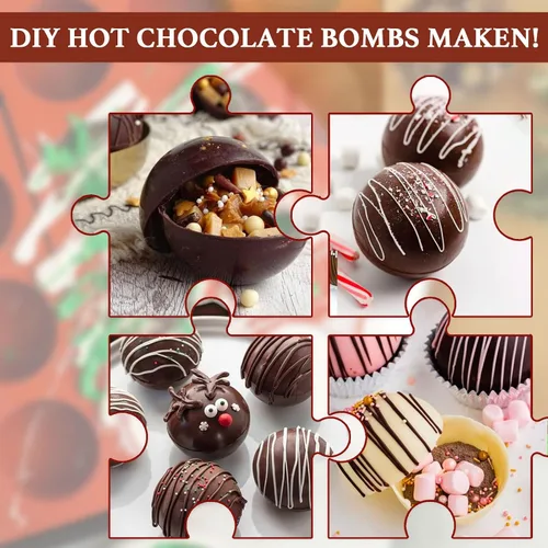 Miniatura 6 de Moldes de bomba de cacao para chocolate caliente, silicona hemisferio de 2.5 pulgadas, paquete de 3, molde semicircular, 6 cavidades, circular, sin
