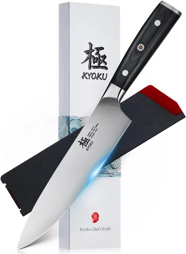 Miniatura 15 de KYOKU Serie Samurai - Cuchillo de carnicero de 7" - Espiga completa - Cuchillos de cocina de acero de alto carbono estilo japonés - Mango