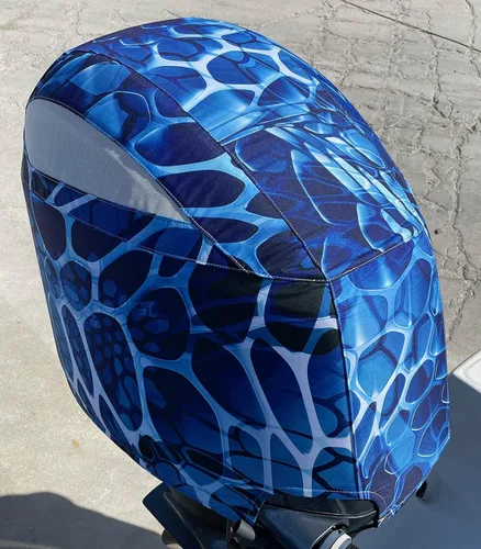 Cubierta de motor de barco ventilada de ajuste personalizado compatible con Yamaha 4.2L 6-cyl F225 F250 F300 (2010-2020) - Azul Aquatint