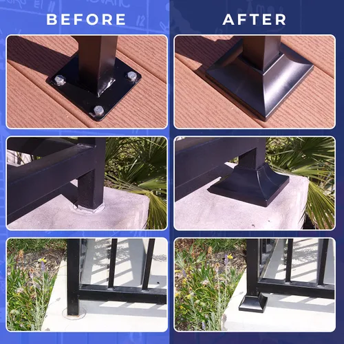 Miniatura 3 de Cubierta para base de poste de cubierta – Base de zapatos duradera a presión que transforma instantáneamente las patas de la mano y la escalera