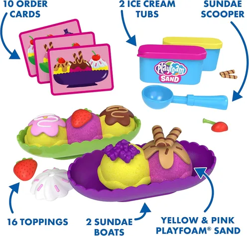 Miniatura 6 de Educational Insights Playfoam Sand Conjunto de Helados Sundae, Arena de Juego, Juguete Sensorial, Regalo para Niños de 3+ Años