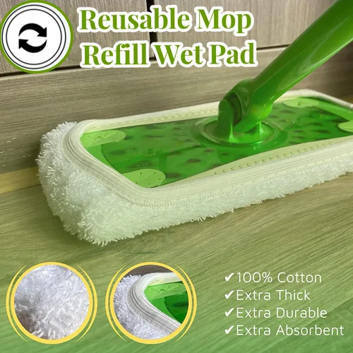 Miniatura 6 de Paquete de 4 almohadillas de repuesto reutilizables para trapeador Swiffer Sweeper, fuerte poder de absorción, almohadillas de repuesto de mopa