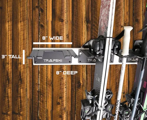 Miniatura 4 de TRAPAWAY Estante de pared Capacidad para 3 pares de esquís o tablas de snowboard por Bindings Organizador de garaje para herramientas,