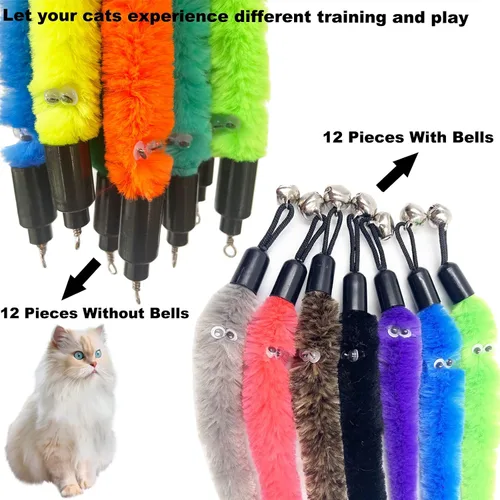 Miniatura 3 de Recambios de gusano de juguete para gatos, 24 piezas interactivas para gatos de interior 24 piezas de recambios de gusanos