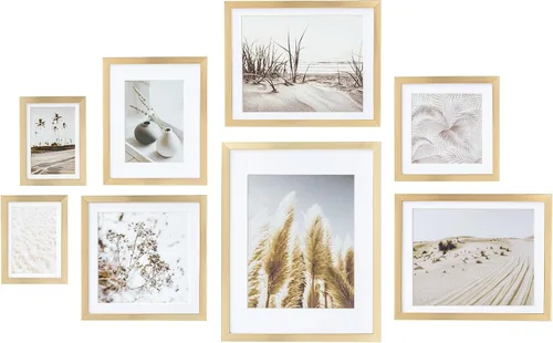 Miniatura 7 de ArtbyHannah Juego de marcos de pared para galería, paquete de 8 marcos de fotos, decoración artística de pared con hierba neutra de las pampas
