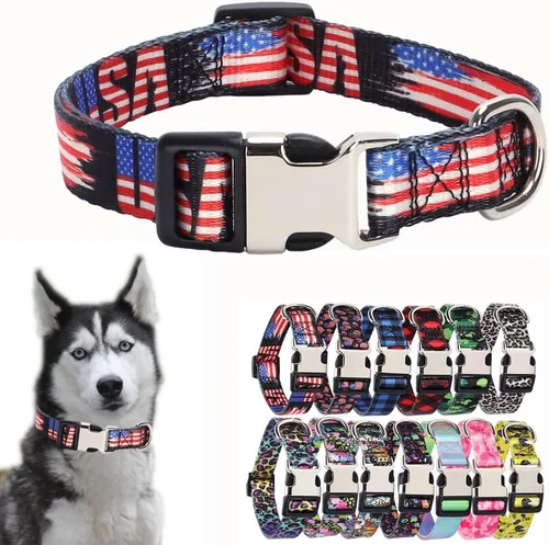Miniatura 24 de Lindo collar para perros XS, pequeños, medianos y grandes, collar de nailon suave para mascotas, con estampado 3D multicolor, collares ajustables 5