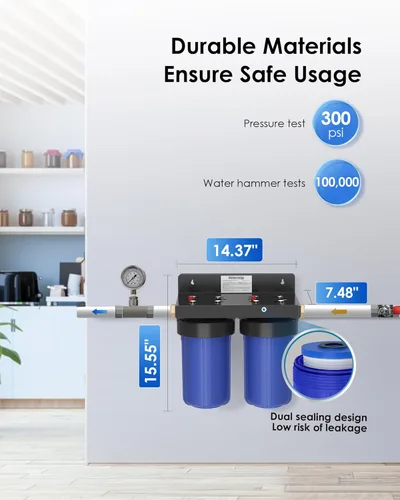 Miniatura 5 de Waterdrop - Filtro de agua para la casa, con filtro de carbono y de sedimentos de 5 etapas, reduce el plomo, el cloro, el olor y el sabor, 2 etapas