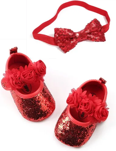 Miniatura 2 de OAISNIT Mary Jane - Zapatos de cuna para bebé con diadema