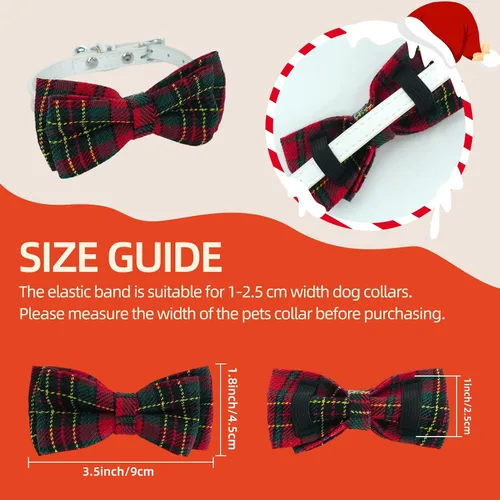 Miniatura 2 de PAWCHIE Corbatas de moño para perro de Halloween, 6 piezas, lindo collar de perro, accesorios de collar de aseo ajustable, pajaritas para perros