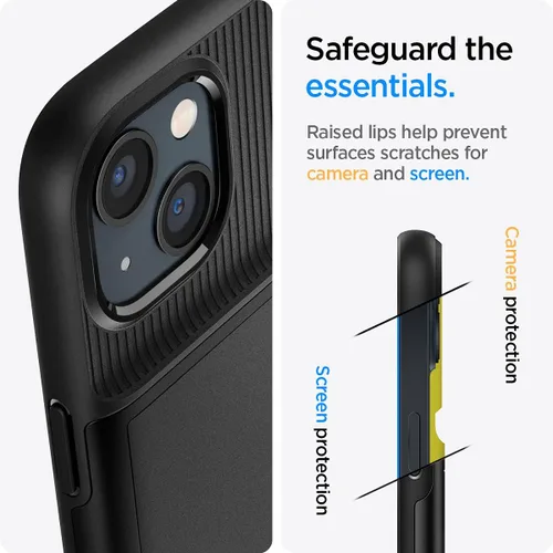Miniatura 6 de Spigen Slim Armor CS - Funda compatible con ranura para tarjetas iPhone 13, color negro