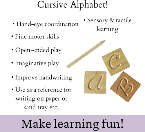Miniatura 5 de Montessori - Rastreo del alfabeto de madera cursiva Rastreo de letras de aprendizaje preescolar Tarjetas ABC Mayúscula y minúscula de doble