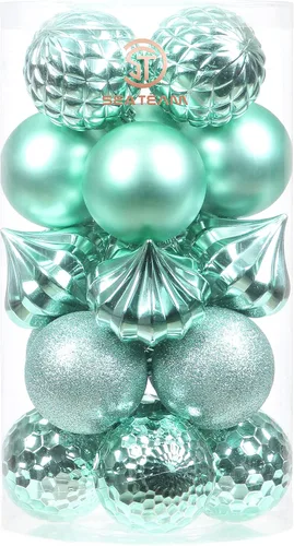 Miniatura 8 de Sea Team Paquete de 41 adornos de bolas de Navidad con cuerdas, bolas de tamaño mediano de 2.36 pulgadas, bombillas de Navidad de plástico Menta