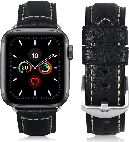 Miniatura 19 de HUAFIY Compatible para Correas de Apple Watch 42mm 44mm 45mm 46mm 49mm 38mm 40mm 41mm, Correa de Cuero Genuino para iWatch Serie 11/10/9/8, 7, 6, 5