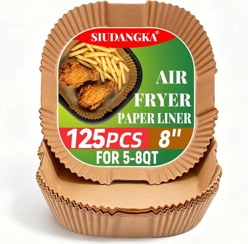 Miniatura 7 de SIUDANGKA Forros para freidora de aire Ninja, 100 piezas de forro de papel desechable para la mayoría de las freidoras de aire de 4 a 8 cuartos