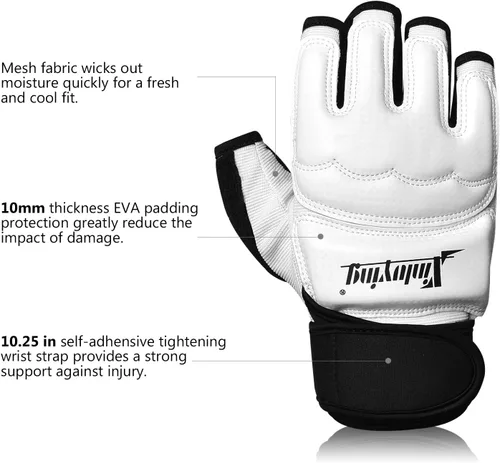 Miniatura 3 de Xinluying Saco de boxeo artes marciales mixtas Sparring Grappling Muay Thai Taekwondo entrenamiento guantes de piel sintética – Muñequeras Blanco