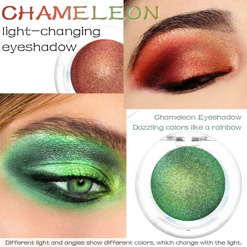 Miniatura 2 de evpct Juego de 2 paletas de maquillaje de sombra de ojos duocromática camaleón cromadas para mujer, rosa rojo dorado bosque, verde bosque metálico