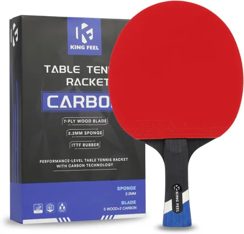 Raquetas profesionales de ping pong, ligeras raquetas de tenis de mesa de fibra de carbono con hoja de 7 capas, esponja premium de 0.08 pulgadas,