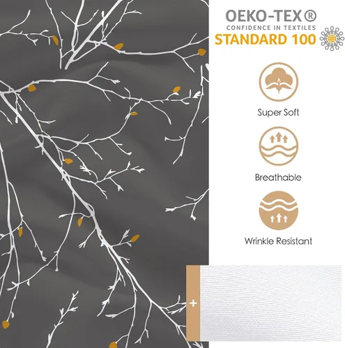 Miniatura 3 de YIYEA Sábana bajera con estampado floral y funda de almohada, sábana bajera ajustada de microfibra cepillada doble premium, bolsillo profundo de 16