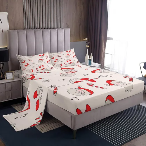 Miniatura 34 de Juego de sábanas tamaño individual, sábanas para árbol de Navidad, sábanas y fundas de almohada de microfibra de 3 piezas, juego de sábanas
