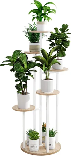 Miniatura 8 de INGIORDAR Soporte para plantas de interior de 4 niveles con 5 estantes para macetas múltiples para patio, jardín, balcón, sala de estar, esquina
