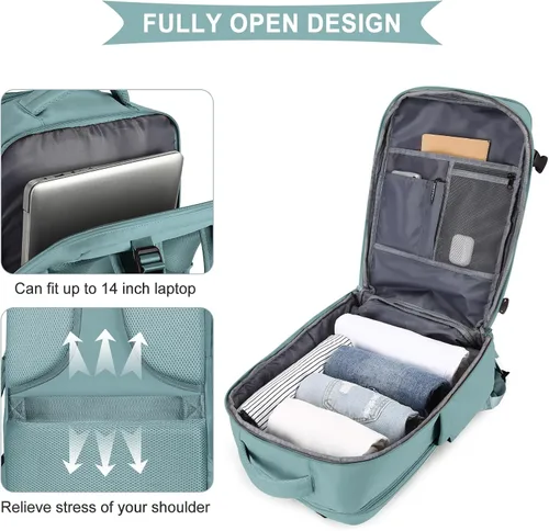 Miniatura 6 de coowoz Mochila de viaje grande para mujeres y hombres, mochila de mano aprobada por vuelo, mochila de senderismo impermeable para deportes al aire